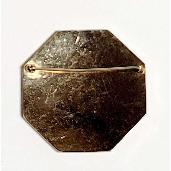 MCM Octogonal Clip On Earrings Brooch Set Gold Tone Engraved Victorian Style VGC - Picture 6 of 14